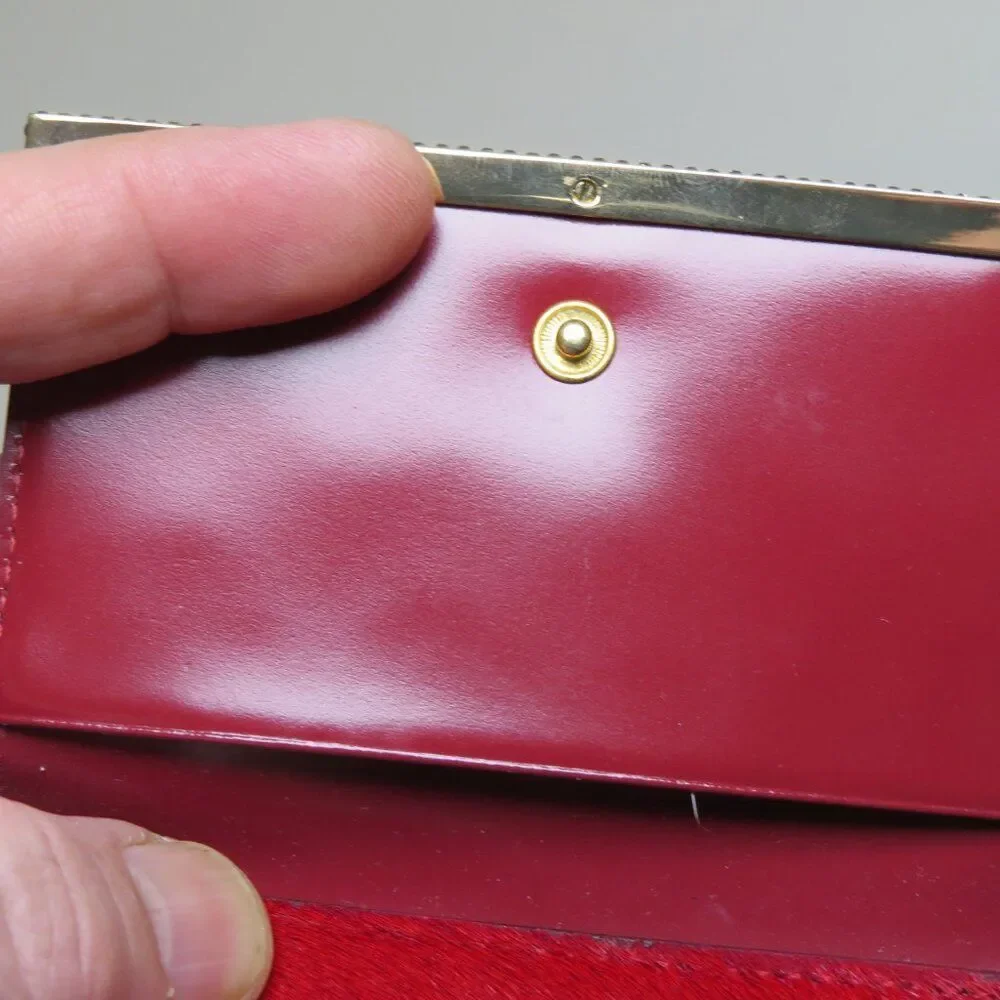 Swarovski purse red pony hair new unworn dark cherry red